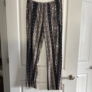 Chic Patterned Wide Leg Women's Pants